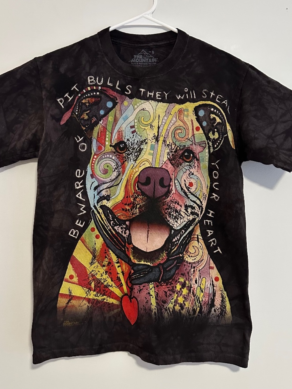 Beware Of Pit Bulls They Will Steal your Heart Shirt Small Brown Y2K Short Sleev